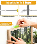 Installation steps for Heavy Duty Self Drilling Drywall Anchors And Screws, featuring bubble level use and anchor placement.