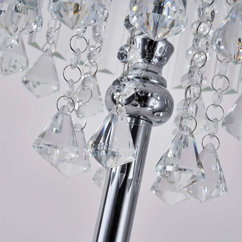 Modern Crystal Floor Lamp With Chrome Finish, 3 Glass Crystal Lights, On Off Foot Switch, Standing Reading Corner Light For Living Room, Office, Cafe, Den Or Bedroom, Glam Contemporary Glass Glow