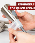 Clear Self-Fusing Silicone Tape Pro, 1.5 Inch By 15 Foot, 30 Mils shown wrapping faucet hose for quick repair