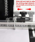 Adjustment feature of No Sweat Hinge Boring Drill For Slick Cabinet Door Woodworking with depth scale and knobs.