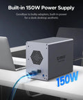 Heavy Duty Five Bay Hard Drive Enclosure USB 3.0 SATA External HDD Cage for 3.5 and 2.5 inch SSD with built-in 150W power supply.