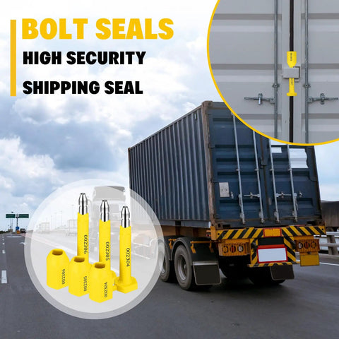 Heavy Duty Bolt Seals Yellow Bulk 100 Pack Built Tough Cargo Container Shipping Tamper Evident Locks With Numbered Sequence For Rock Solid No Sweat Warehouse Security