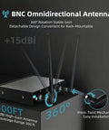 BNC omnidirectional antenna for Ultra Long Range Wireless Microphone System 500ft with detachable design and 360-degree rotation.