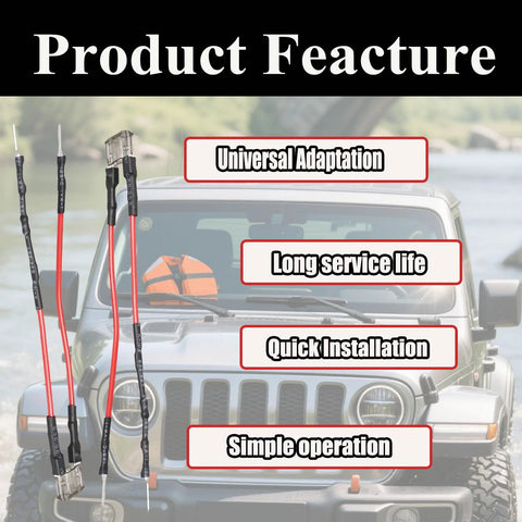SRS warning light resistor kit, 3-piece set with red and black wires and connectors for airbag bypass.
