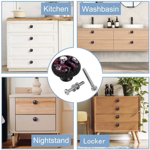 Four Piece Round Cabinet Knobs Set For Kids Durable Drawer Pulls With Screws for kitchen, washbasin, nightstand, locker.