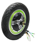 Killer 12 Inch 36V 500W Brushless Hub Motor Rear Wheel Conversion Kit With Pneumatic Tire And Disc Brake For Electric Scooters, showcasing the motor and tire details.