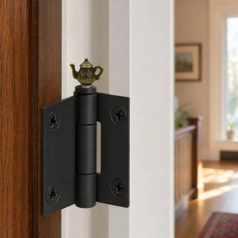 3-Piece Antique Bronze Teacup Hinge Heads Decorative Topper Set For Doors on black door hinge in home interior