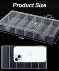 Clear See Through Plastic Storage Box 2 Pack Grab And Go Portable Organizer dimensions with phone for scale