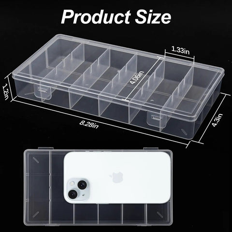 Clear See Through Plastic Storage Box 2 Pack Grab And Go Portable Organizer dimensions with phone for scale