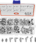 9 Type Galvanized Metal Grease Fittings Kit For Grease Guns Pro Grade Zerk Set M6 M8 M10 45 And 90 Degree Fittings Heavy Duty 60pcs