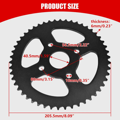 50T 40Mm Rear Drive Sprocket For 40 41 420 Chain Beefed Up Heavy Duty Fit 212cc 196cc 6.5HP Mini Bike Go Kart Engines dimensions