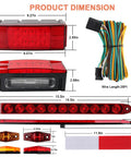 Dimensions of Beefy Submersible LED Trailer Tail Light Kit with 2 Rectangular Tail Lights, 15.5 Inch Light Bar, 29 Ft Wiring