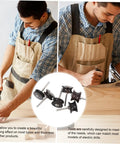 Top Shelf 6 Piece Ebony Leather Burnisher Tool Set Slicker For Smooth Edge Finishing used by craftsman on a workbench.