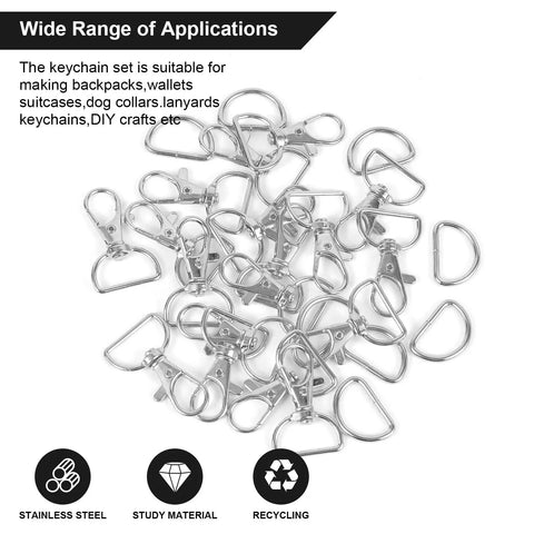 Straight Up Badass Swivel Snap Hooks And D Rings, pack of heavy duty zinc alloy clips for backpacks and DIY crafts.