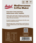 Sadaf Mediterranean Coffee Maker packaging box displaying details and features for brewing Turkish, Greek, and Armenian coffee.