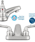 Two Lever Bathroom Sink Faucet With Elegant Arc Spout In Brushed Satin Nickel Finish Built To Last Aerated Water Stream