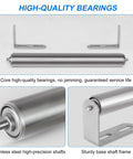 Two Pack 16 Inch Conveyor Roller With Four Brackets 1.5 Inch Stainless Steel Roller with Galvanized Axle and Brackets close-up