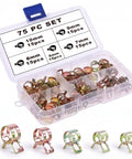Top Shelf 75 PCS Spring Hose Clamp Assortment Kit With 5 Universal Sizes For Fuel Lines Vacuum Pipes Silicone Tubing Quick Install Galvanized Steel Fasteners Heavy Duty Auto Repair DIY Fixes, 75-piece case with 6-10mm clamps