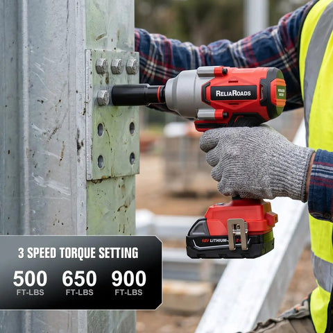 Beast 900 Ft Lbs Cordless Impact Wrench Half Inch Drive, Brushless High Torque, Milwaukee 18V Compatible, in use construction scene