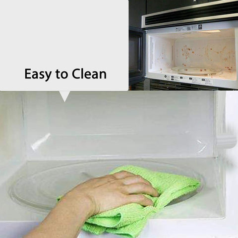 Hand cleaning 10.5 Inch Microwave Glass Tray Replacement Compatible With 252100500497 HB-P90D23 HB-P90D23A, inside a microwave.