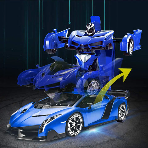 2 In 1 Transform RC Car Robot With Lights, 1:18 Scale, Rechargeable 2.4GHz Remote, 360 Degree Rotation, Easy One Button Switch