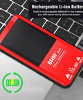Color LCD Digital Multimeter With 3 Display 9999 Counts Auto Ranging Ohmmeter on laptop, shows rechargeable battery feature.