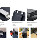 Badass Heavy Duty Tool Hooks For Power Drills And Tape Measures with stainless steel clips on belts for job site use.
