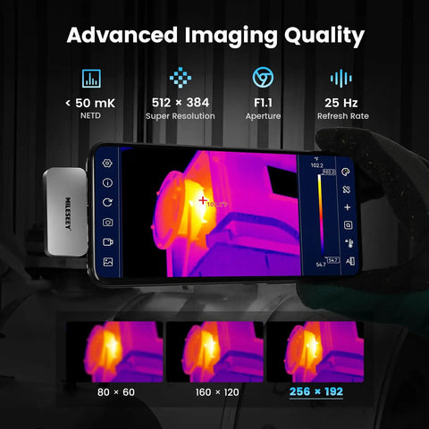 Android Smartphone Thermal Camera Plug And Play USB-C, 512x384 Thermal Sensor with real-time infrared imaging app in use
