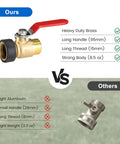 Comparison of Heavy Duty Garden Hose Shut Off Valve 3/4 GHT Quick Shut Off Ball Valve with stainless steel handle vs aluminum valve