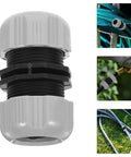 Get Your Garden Hose Back In Action With This Sturdy 4 Piece Repair Kit Featuring Quick Connect Adapters That Make Installation A Breeze For Watering Plants And Keeping Everything Leak Free., gray plastic hose repair connector