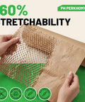 Hands holding Eco Friendly Honeycomb Packing Paper 12 Inch By 180 Foot Cushioning Wrap For Packing And Moving with stretchability.