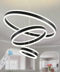 Modern Dimmable LED Chandelier With Dope 3 Ring Adjustable Pendant Lights For Living Room, Bedroom, And Dining Room - Remote Control