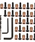50 Pieces Metal Threaded Wood Inserts Set With Bolts And Screws Plus Two Wrenches Drill Bit Screw In Nut Fasteners displayed