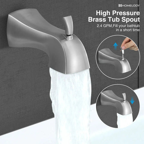 High Pressure 8 Inch Rain Shower Head Tub Spout Shower Faucet Set With Single Handle Valve Included Brushed Nickel Finish