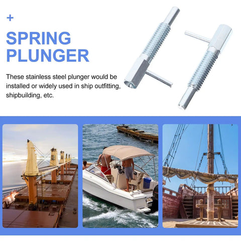Stainless Steel Self Locking Plunger Pins With Durable Spring Rod Quick Release Handle in shipbuilding applications.