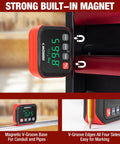 Job Site Ready Digital Angle Gauge And Knockout Precision Electronic Protractor Finder With Bullseye Accuracy on a magnetic surface.