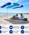 Wind Inflating Beach Shade With Silent Non Flapping Design Auto Directing Canopy Lightweight Portable Quick Two Minute Setup on beach