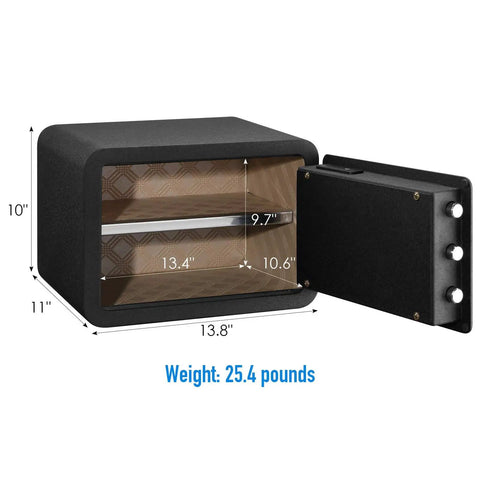Biometric Fingerprint Safe Box 0.85 Cu Ft Heavy Duty Fireproof and Waterproof Cabinet for Home, Office, or Hotel, open view