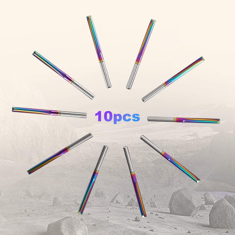 10 Pack CNC Straight Router Bits 1/8 Inch Shank 2 Flute Carbide Straight Milling Cutter With DLC Coating in radial view