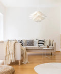Dope Hanging Puzzle Lamp Kit Lotus Flower Pendant Light with DIY Shade 19.7 Inch in a modern living room setting