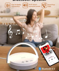 4 In 1 LED Night Light Bluetooth Speaker Wireless Charger Phone Holder Touch Bedside Lamp For Bedroom Or Office with music notes and smartphone app