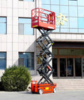 Heavy Duty Hydraulic Lift Platform With Safety Rails Built Like A Tank For Shop Use Industrial Material Handling Workhorse lifting crates outdoors.