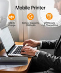 Slick Compact Thermal Printer With No Sweat Bluetooth Wireless Hookup For Travel And Road Trips instant mobile photo printing on the go in use on a plane.