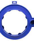 5 Gallon Bucket Dust Collector With High Powered Cyclone Separator And 2 Inch Vacuum Hose Fitting For Serious Jobsite Cleanup filter attachment in blue plastic.