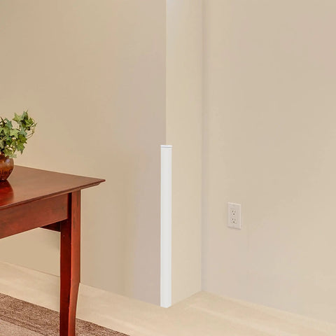 Soft Yet Sturdy Rubber Wall Corner Guard Edge Protector For Baby Proofing And Kid Safe Living 1x1x36 Inches shown on wall