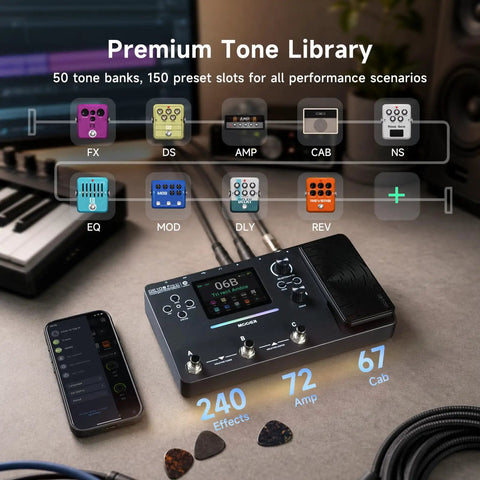 Gig Ready Guitar Multi Effects Pedal With Three Point Five Inch Screen AI Tone Assistant 240 Effects Types Looper Drum Machine RGB