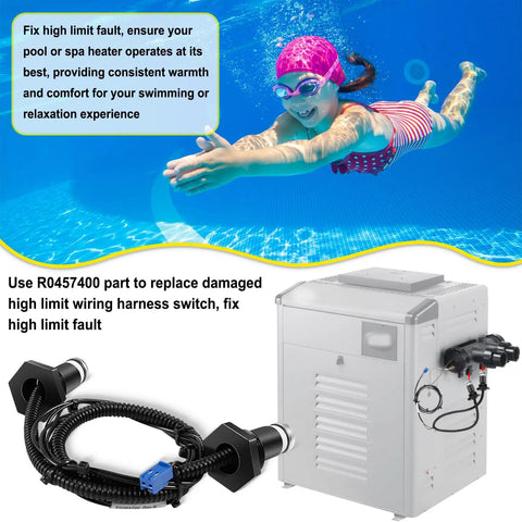 R0457400 High Limit Switch Harness Replacement Kit For Zodiac Jandy Legacy LRZE LRZM And Jandy LXi Low NOx Heaters shown with pool heater