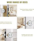 Glass Door Knob Set With Spindle For Interior Mortise Lock Replacement Vintage Crystal Knobs In Antique Brass Finish