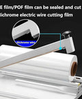 LKJUIO 450W Shrink Wrapping Machine With Roller Bracket Compact Aluminum Alloy Countertop Heat Sealer close-up of nichrome wire cutting blade.
