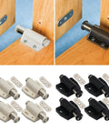 Door Catch Set Pack Of 4 No Brainer Push Open Touch Latch With Soft Close in black and white for wood doors.